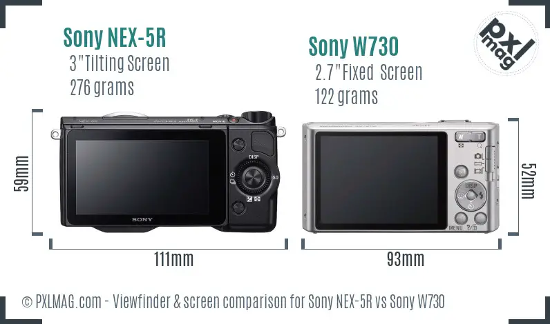 Sony NEX-5R vs Sony W730 Screen and Viewfinder comparison
