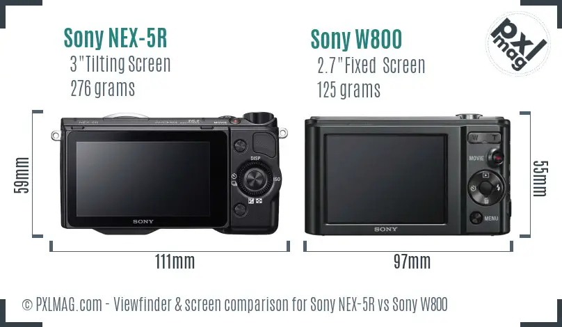 Sony NEX-5R vs Sony W800 Screen and Viewfinder comparison