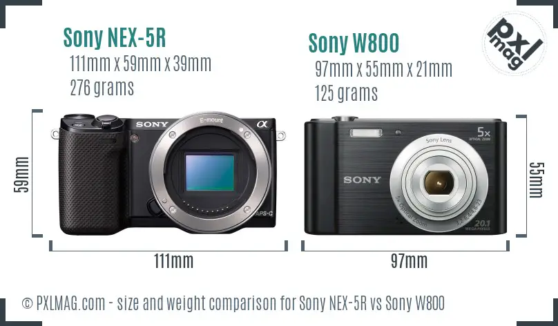 Sony NEX-5R vs Sony W800 size comparison