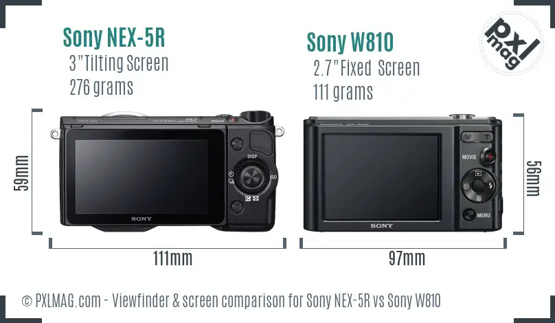 Sony NEX-5R vs Sony W810 Screen and Viewfinder comparison