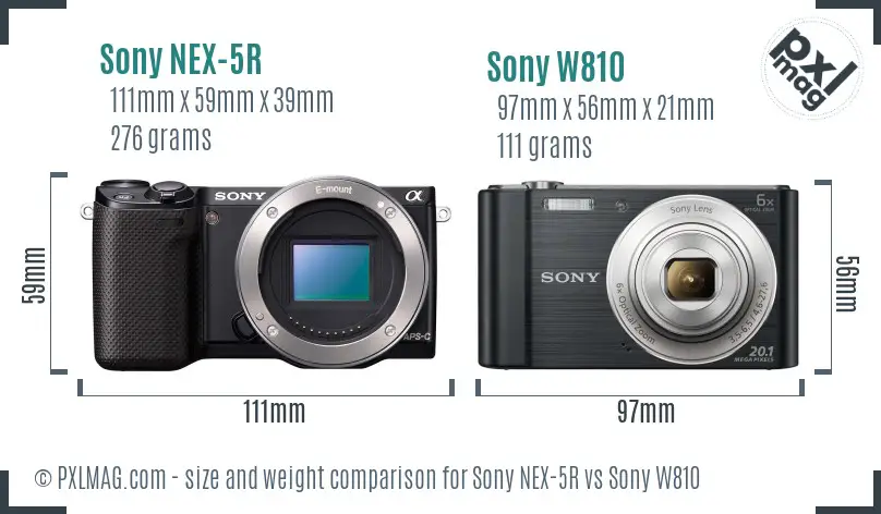 Sony NEX-5R vs Sony W810 size comparison