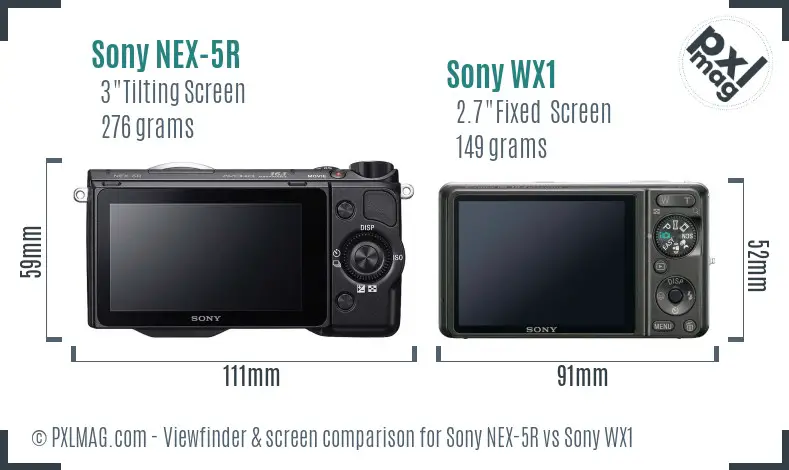 Sony NEX-5R vs Sony WX1 Screen and Viewfinder comparison