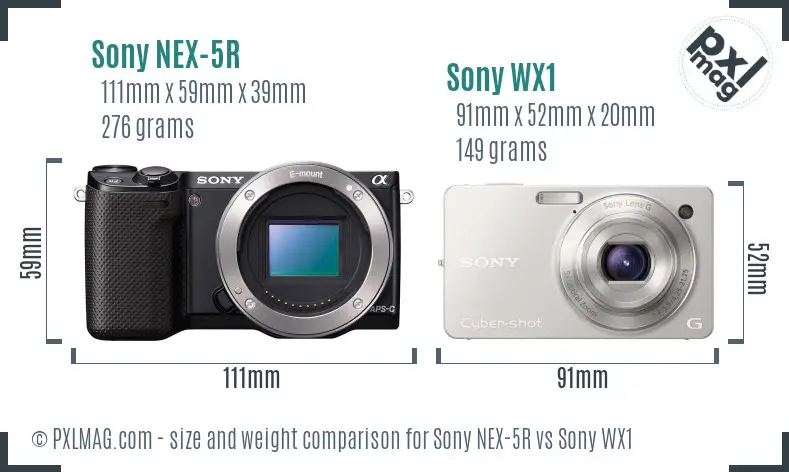 Sony NEX-5R vs Sony WX1 size comparison