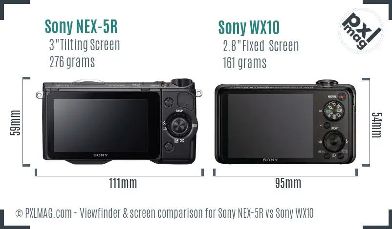 Sony NEX-5R vs Sony WX10 Screen and Viewfinder comparison