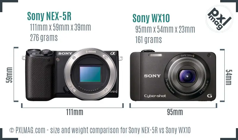 Sony NEX-5R vs Sony WX10 size comparison