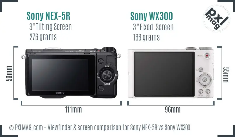 Sony NEX-5R vs Sony WX300 Screen and Viewfinder comparison
