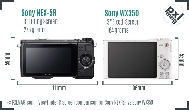 Sony NEX-5R vs Sony WX350 Screen and Viewfinder comparison