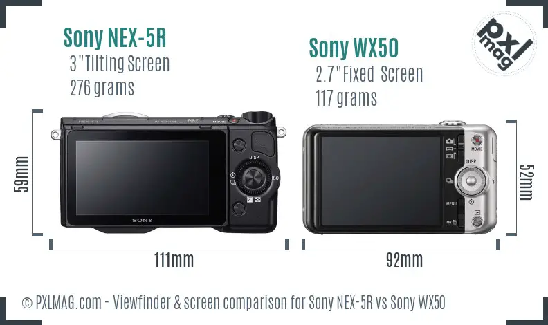 Sony NEX-5R vs Sony WX50 Screen and Viewfinder comparison