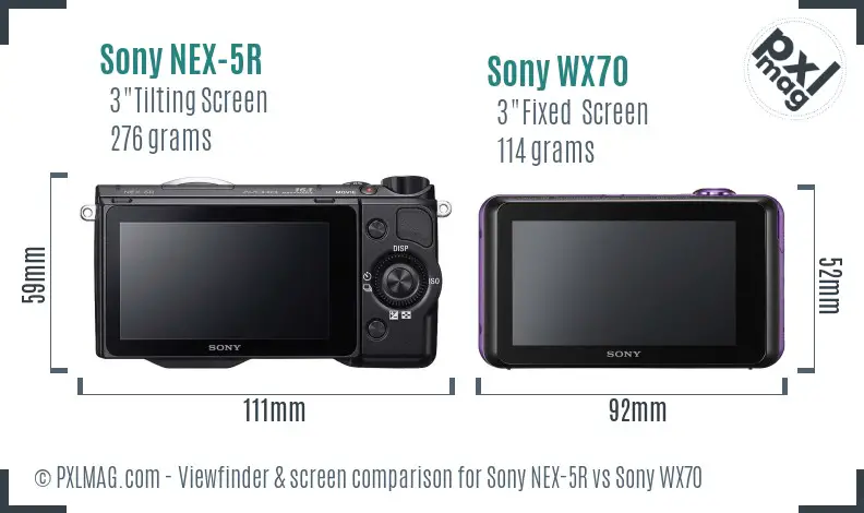 Sony NEX-5R vs Sony WX70 Screen and Viewfinder comparison