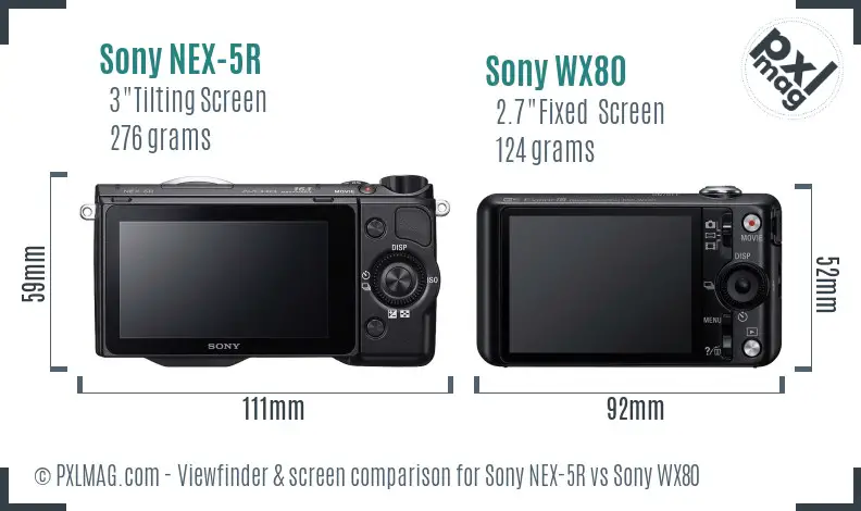 Sony NEX-5R vs Sony WX80 Screen and Viewfinder comparison