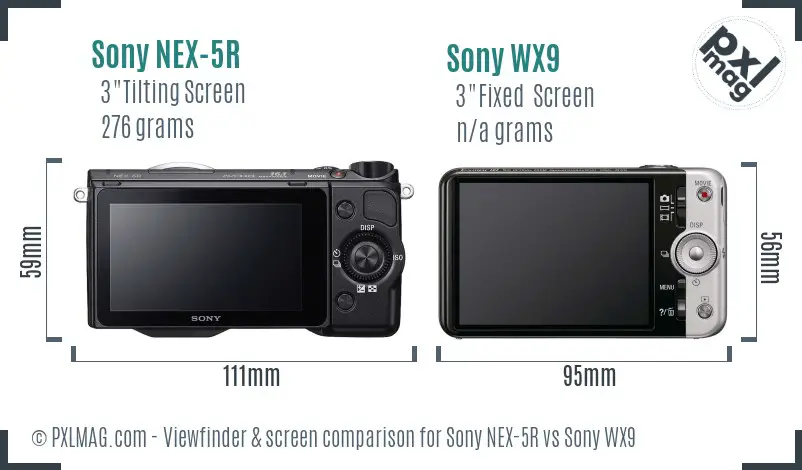 Sony NEX-5R vs Sony WX9 Screen and Viewfinder comparison