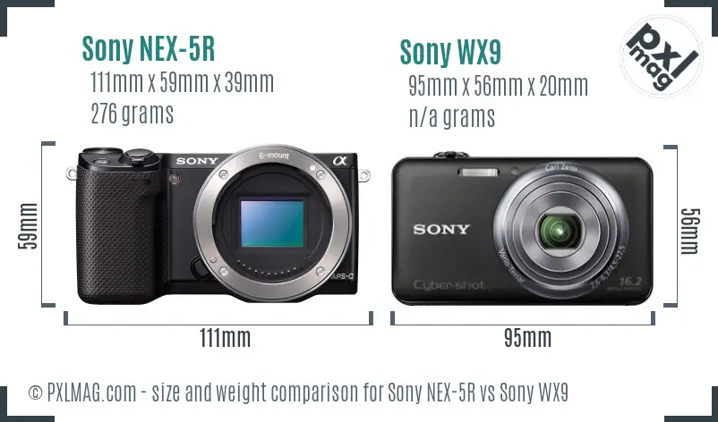 Sony NEX-5R vs Sony WX9 size comparison