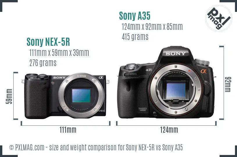 Sony NEX-5R vs Sony A35 size comparison