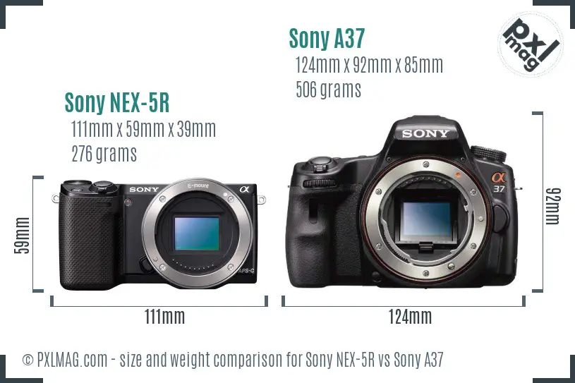 Sony NEX-5R vs Sony A37 size comparison