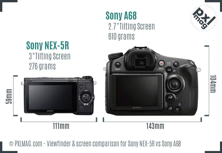 Sony NEX-5R vs Sony A68 Screen and Viewfinder comparison