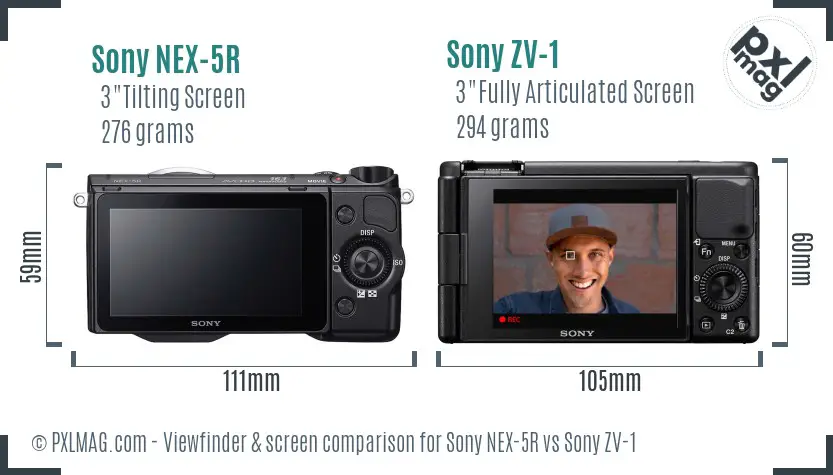 Sony NEX-5R vs Sony ZV-1 Screen and Viewfinder comparison