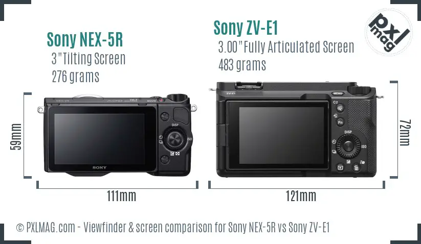 Sony NEX-5R vs Sony ZV-E1 Screen and Viewfinder comparison