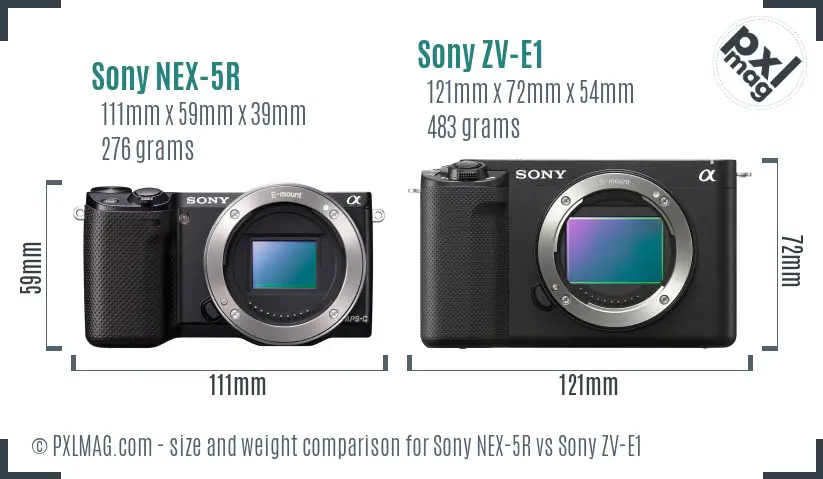 Sony NEX-5R vs Sony ZV-E1 size comparison