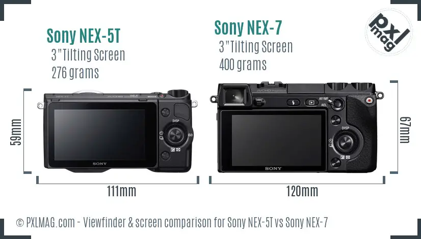 Sony NEX-5T vs Sony NEX-7 Screen and Viewfinder comparison