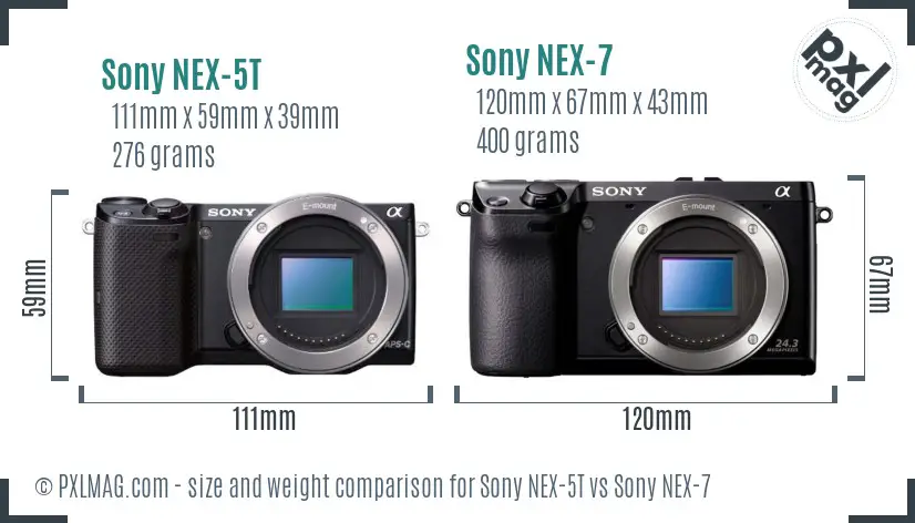 Sony NEX-5T vs Sony NEX-7 size comparison