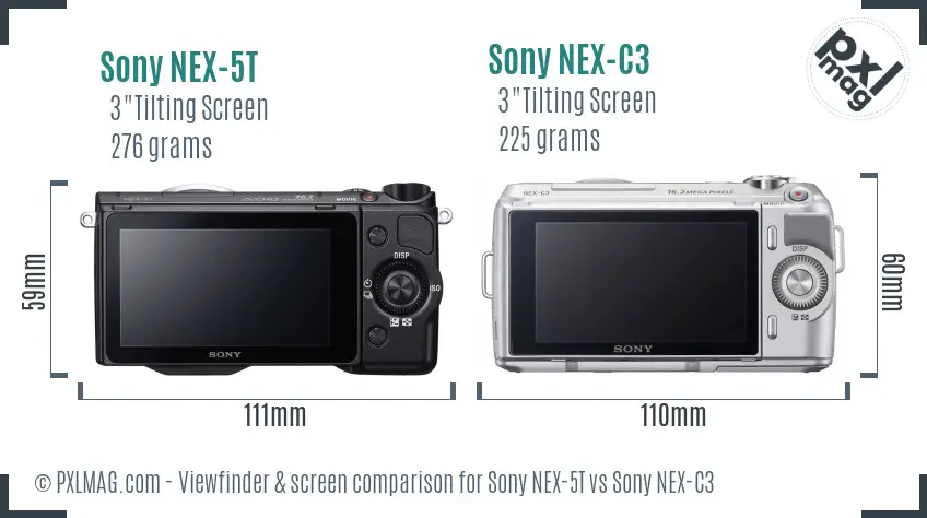 Sony NEX-5T vs Sony NEX-C3 Screen and Viewfinder comparison