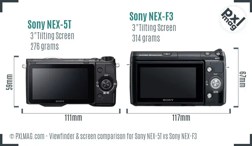 Sony NEX-5T vs Sony NEX-F3 Screen and Viewfinder comparison