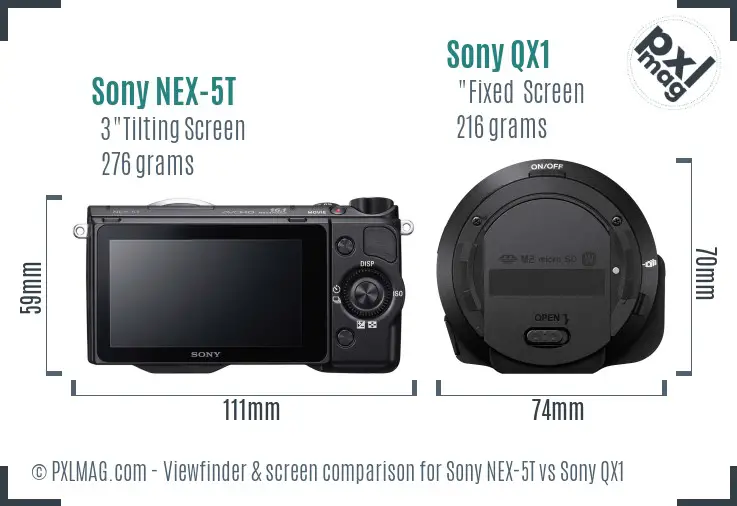 Sony NEX-5T vs Sony QX1 Screen and Viewfinder comparison