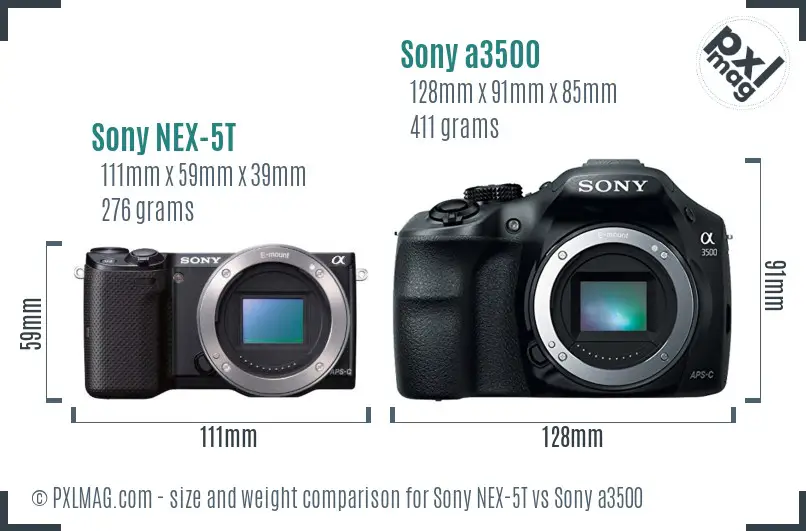 Sony NEX-5T vs Sony a3500 size comparison