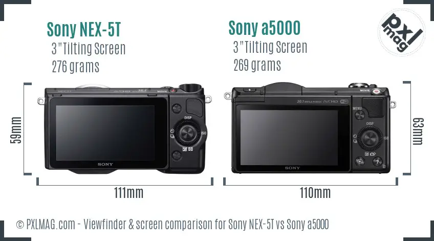 Sony NEX-5T vs Sony a5000 Screen and Viewfinder comparison