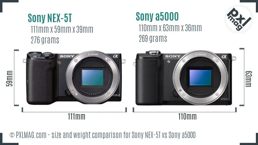 Sony NEX-5T vs Sony a5000 size comparison