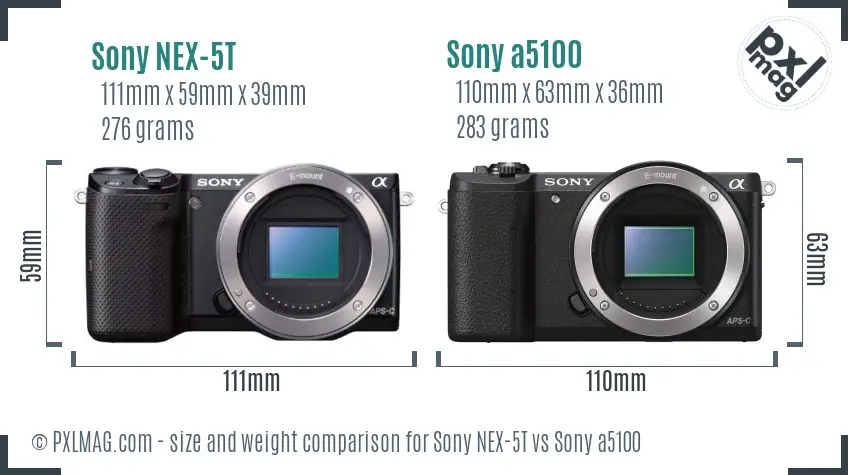 Sony NEX-5T vs Sony a5100 size comparison