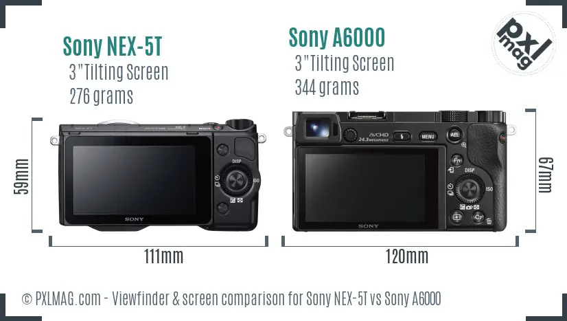 Sony NEX-5T vs Sony A6000 Screen and Viewfinder comparison