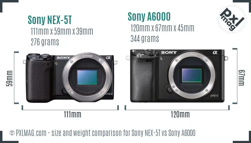 Sony NEX-5T vs Sony A6000 size comparison