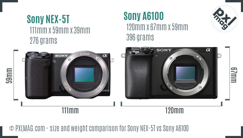 Sony NEX-5T vs Sony A6100 size comparison
