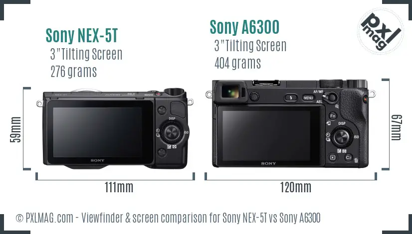 Sony NEX-5T vs Sony A6300 Screen and Viewfinder comparison