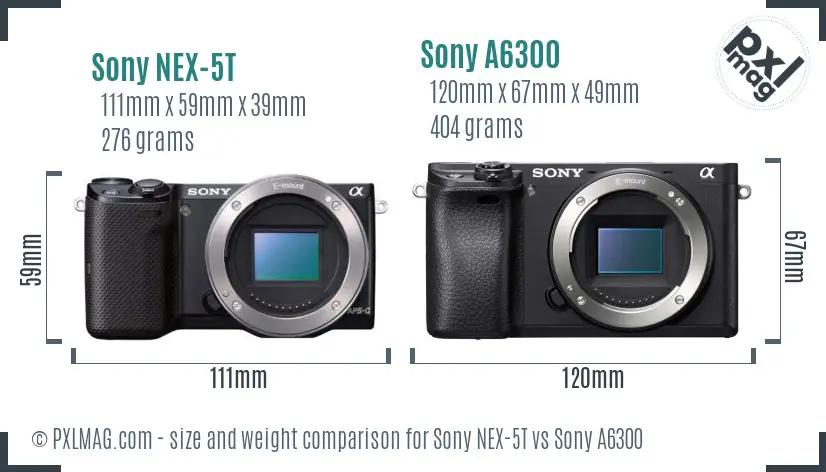 Sony NEX-5T vs Sony A6300 size comparison