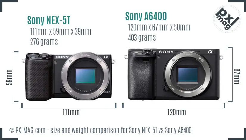 Sony NEX-5T vs Sony A6400 size comparison