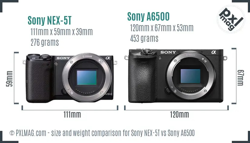 Sony NEX-5T vs Sony A6500 size comparison