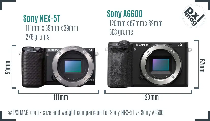 Sony NEX-5T vs Sony A6600 size comparison