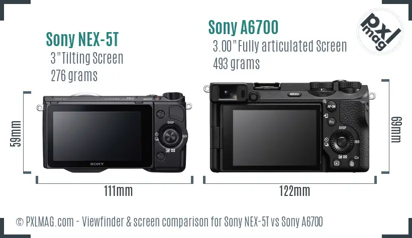 Sony NEX-5T vs Sony A6700 Screen and Viewfinder comparison