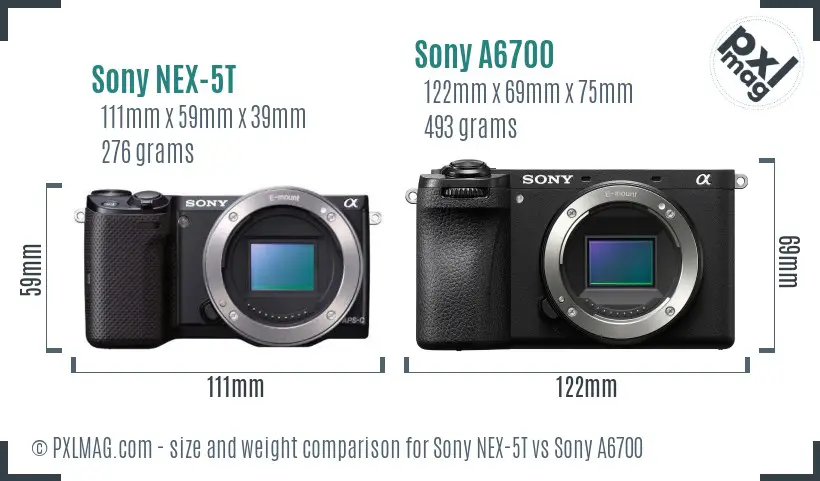 Sony NEX-5T vs Sony A6700 size comparison