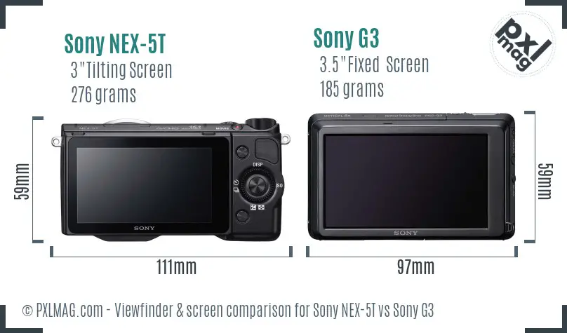 Sony NEX-5T vs Sony G3 Screen and Viewfinder comparison