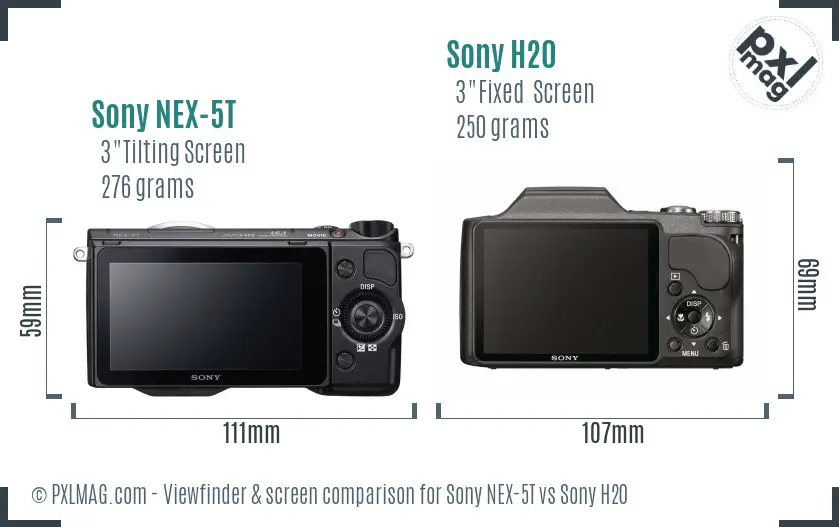 Sony NEX-5T vs Sony H20 Screen and Viewfinder comparison