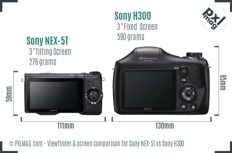Sony NEX-5T vs Sony H300 Screen and Viewfinder comparison