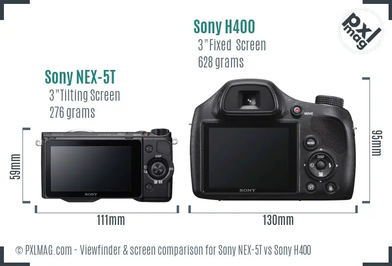 Sony NEX-5T vs Sony H400 Screen and Viewfinder comparison