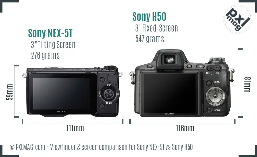 Sony NEX-5T vs Sony H50 Screen and Viewfinder comparison