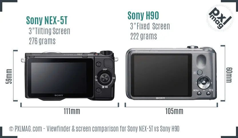 Sony NEX-5T vs Sony H90 Screen and Viewfinder comparison