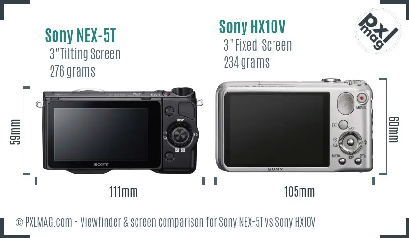 Sony NEX-5T vs Sony HX10V Screen and Viewfinder comparison
