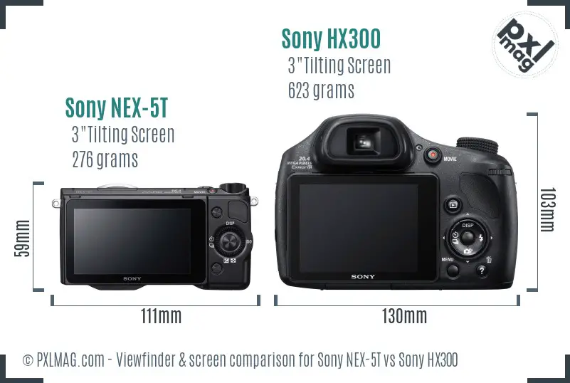 Sony NEX-5T vs Sony HX300 Screen and Viewfinder comparison