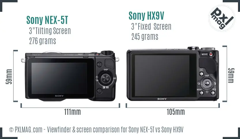 Sony NEX-5T vs Sony HX9V Screen and Viewfinder comparison